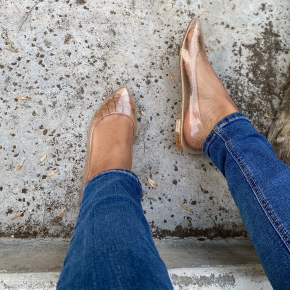 Glittery Nude PVC Jelly Slip On Flats - Picture 6 of 8